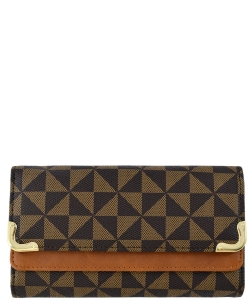 PM Monogram Tri-fold Clutch Cell Phone Wallet PM016 COFFEE